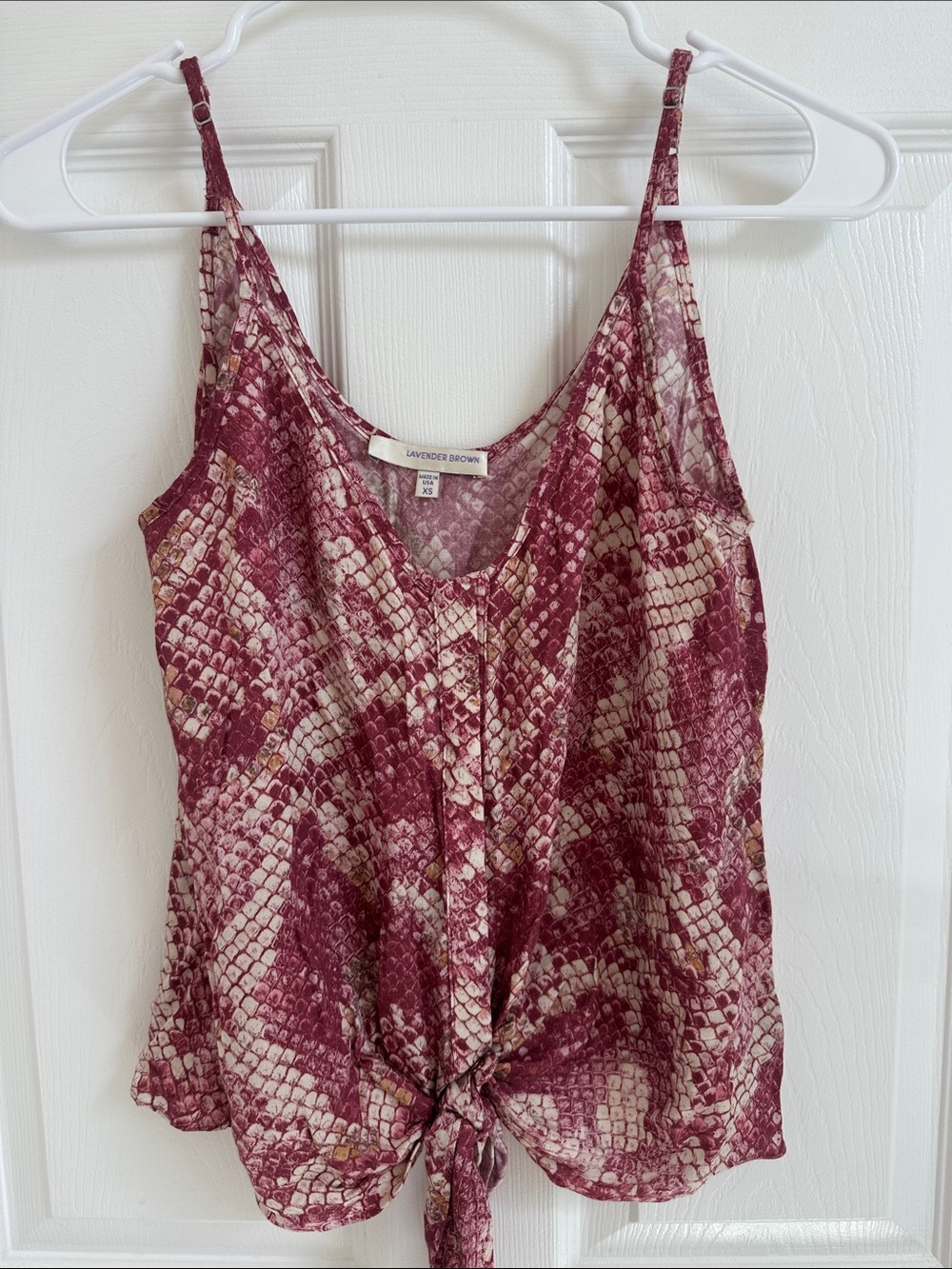 Lavender Brown Rose-Tone Snake Print Tie-Front Camisole